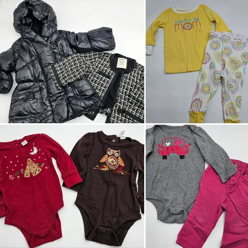 8 Piece Gap/Old Navy Girl's 6-12M Puffer Jacket, Outfit, Pajama, One-piece Lot
